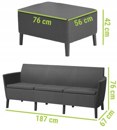Комплект садових меблів Keter Salemo на 5 осіб, 4 предмети, антрацит