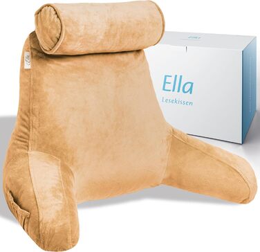 Подушка для читання Ella Lesekissen для ліжка та дивану з знімною подушкою для шиї - спинна подушка для ліжка. Подушка для читання з піною з пам'яті з підлокітниками, ідеально підходить для читання, перегляду телевізора, відпочинку або як спинна підтримка