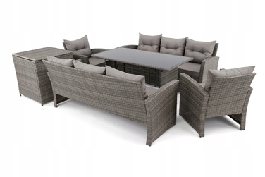 Комплект садових меблів із техноротанга EMWOmeble, сірий, 6 предметів