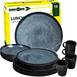 Набір посуду для кемпінгу Brunner Outdoor in Motion Melamin | 8 предметів - тарілки, миски та чашки для 1-2 осіб | Tête a Tête Venetian | Зносостійкий, антиковзний