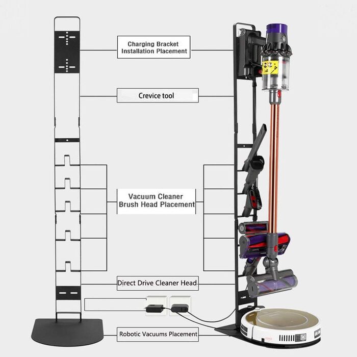 Тримач для пилососа DingGreat для Dyson V15-V6 та інших, окремо стоячий, без свердління (чорний)