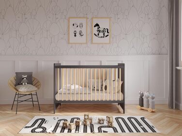 Дитяче ліжко-бічне ліжечко Love For Sleep Tokyo 120x60 см з бар'єром, антрацит-горіх, збірно-розбірне, для новонароджених