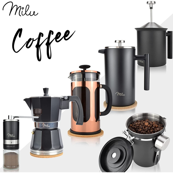Кавоварка Milu French Press / кавоварка об'ємом 350 мл, 600 мл, 1 л / стакан, кавоварка для дому, подорожей, кемпінгу, включаючи кавоварку Un
