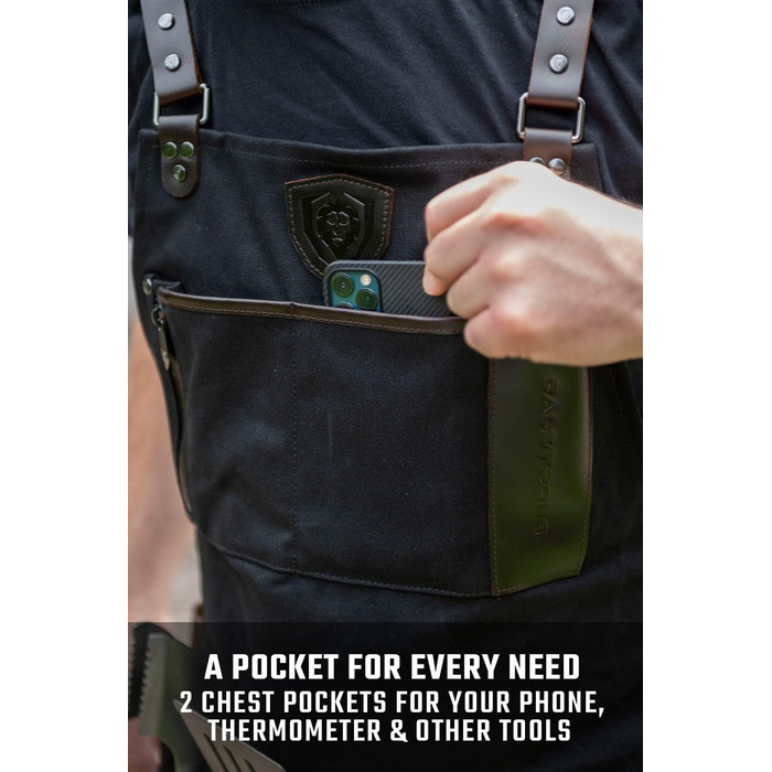 Фартук кухарський Dalstrong Professionelle Kochschürze – чорний, для приготування їжі та грилю, з регульованими лямками та сумкою для зберігання