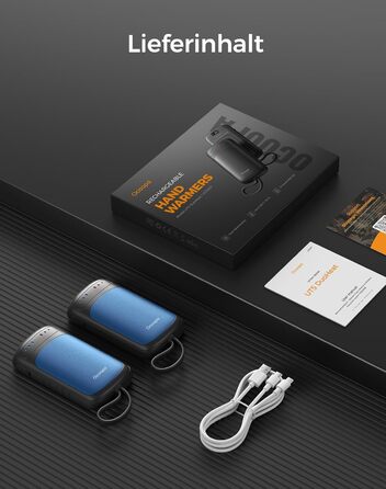 Електричний грівець для рук OCOOPA UT5 DuoHeat (синій): миттєве нагрівання, 8 годин роботи, для кемпінгу, полювання, подорожей, подарунок для чоловіків