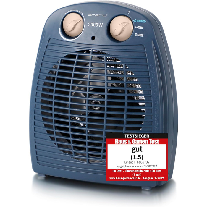 Портативний обігрівач Emerio FH-106737.2 Note 1.5 - 2000 Вт, 20 м², блакитний