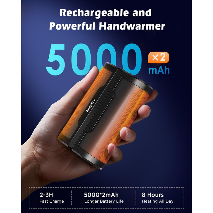 EasyAcc Портативний акумуляторний гріє рукавичка, чорний - великий