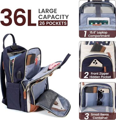 Рюкзак LOVEVOOK для ноутбука 15.6 дюймів: шкільний, для підлітків, водонепроникний, антикрадійний, для дівчаток та хлопців, чорний, бежевий