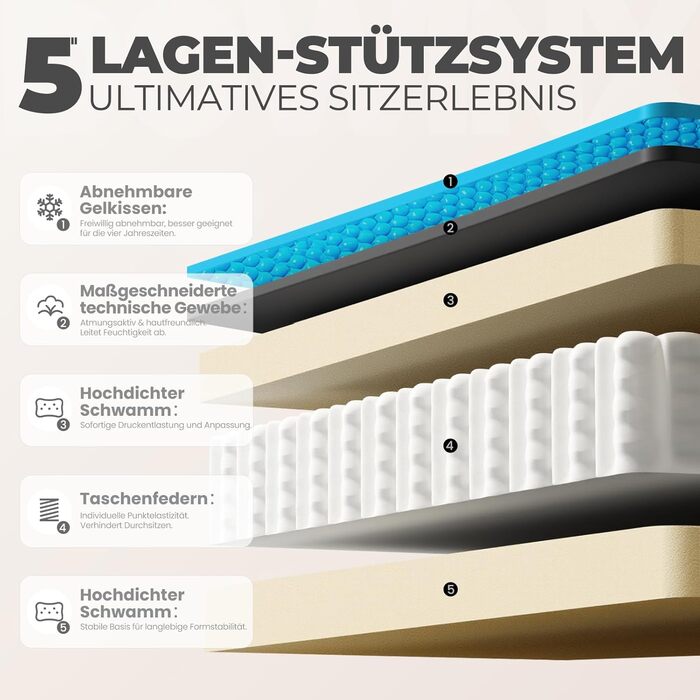 Ігровий крісло Dowinx з тканини та масажем, ергономічний геймерський крісло-ресинг з підніжкою (Бежевий)