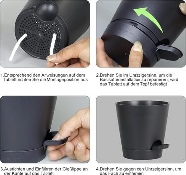 Набір горщиків для квітів 6 шт. з автополивом, чорний. Підходить для дому та балкона. Розміри: 20.3-12.7 см.