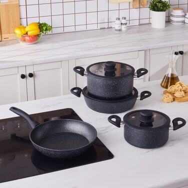 Набір посуду Karaca Nebula 7 предметів з кераміки з антипригарним покриттям SwissCrystal (без PFAS)