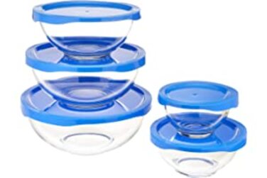 Набір скляних мисок для змішування Domopolis Basics з 10 предметів, 5 мисок і 5 кришок без бісфенолу А