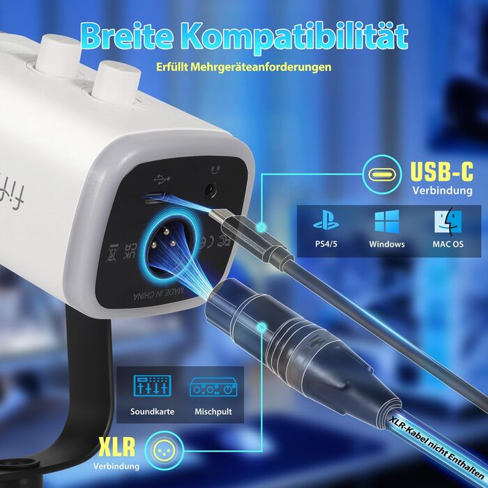 Динамічний мікрофон FIFINE USB XLR для стрімінгу, подкастів, ігрового ПК, із кнопкою вимкнення звуку, сумісний з PS4/5, Mac, мікшерами та звуковими картами