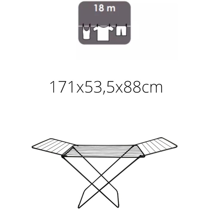 Сушильна стійка MSV Wing Tumble Dryer Wing Вішалка для одягу - 18 м - Чорний - Зроблено в Європі