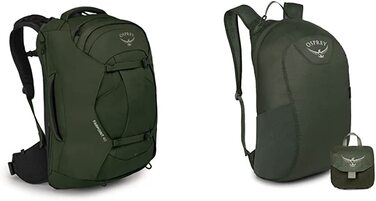 Чоловічий рюкзак Osprey Farpoint 40 (Gopher Green, Один розмір підходить всім, комплект з надлегкою упаковкою)