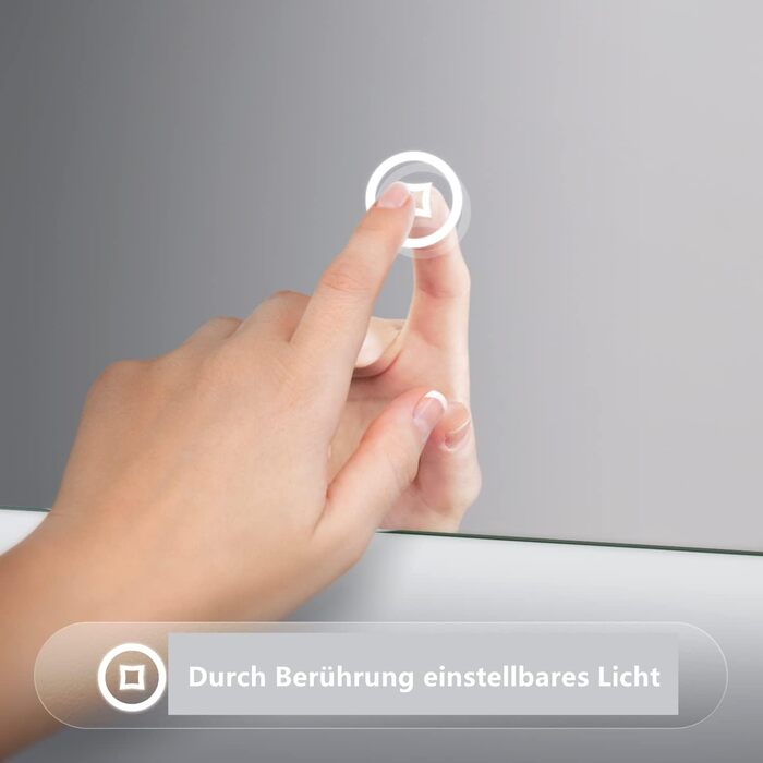 LED дзеркало для ванної кімнати з підсвічуванням 40x60 см, сенсорне керування, 3 кольори світла, IP67, енергозберігаюче A++