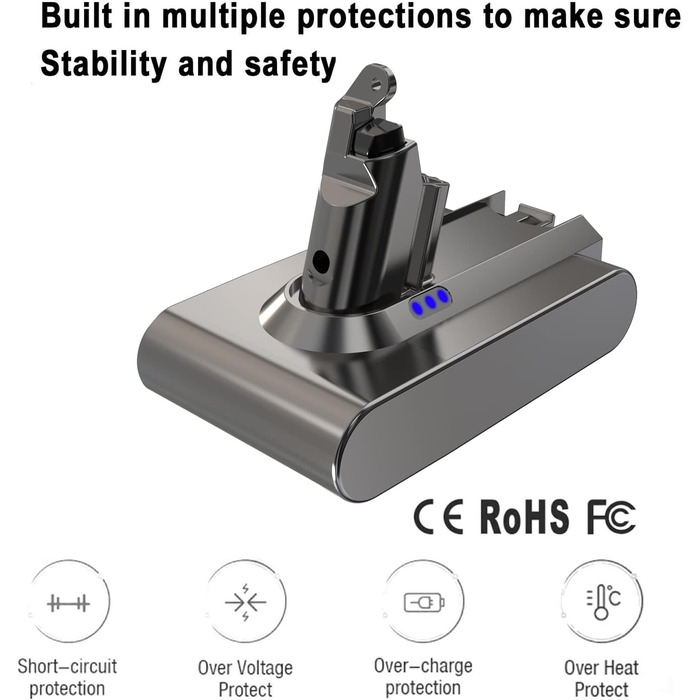 Змінна батарея BTMKS 21,6 В 3 Ач для ручного пилососа Dyson V6 DC58-DC74 SV03-SV09