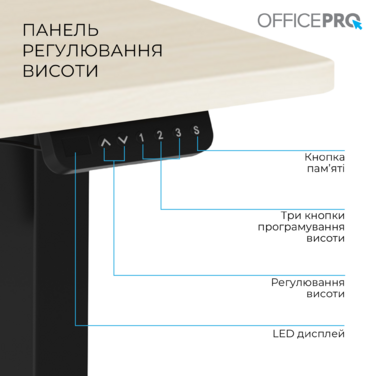 Комп’ютерний стіл з електрорегулюванням висоти OfficePro ODE1470LWB