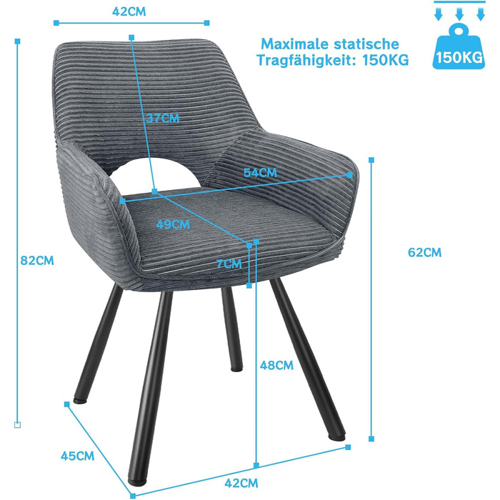 Набір з 4-х обертових стільців для їдальні з підлокітниками, 360° обертання, кухонний стілець, сучасний м'який стілець з тканинною спинкою для кухні, їдальні, спальні, бежевий (360° обертання-сірий, 2 обертові стільці)