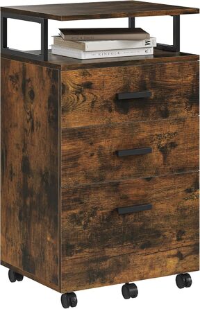 Мобільний архівний шафа YITAHOME на коліщатках, офісний контейнер з шухлядами, шафа-контейнер на колесах, тумба з шухлядами для дому та офісу, 45.7 x 36 x 76.2 см (Вінтаж-коричневий)