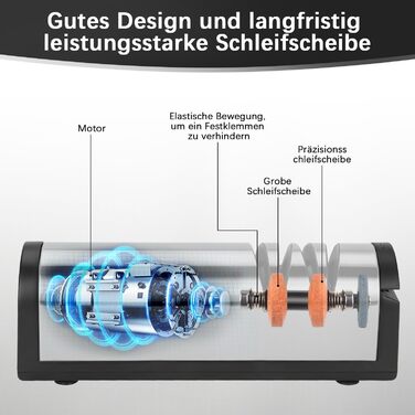 Електричний заточувач для ножів 3 в 1 з алмазним напилком для кухонних ножів, ножиць та топориків