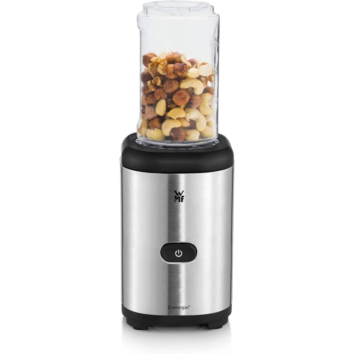 Блендер WMF Kult X Mix & Go Mini - електричний шейкер з пляшкою 600 мл, срібно-чорний, комплект аксесуарів 3 шт.