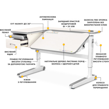 Дитячий стіл Mealux Woodville Multicolor TG Energy (арт.BD-850 TG/MC Energy)