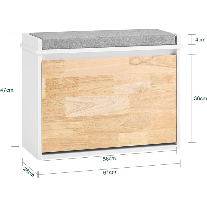 SoBuy Взуттєва шафа з 2 відкидними кришками, полиця для взуття, вузька, з 4 полицями, біла, 61x100x26 см, FSR165-W