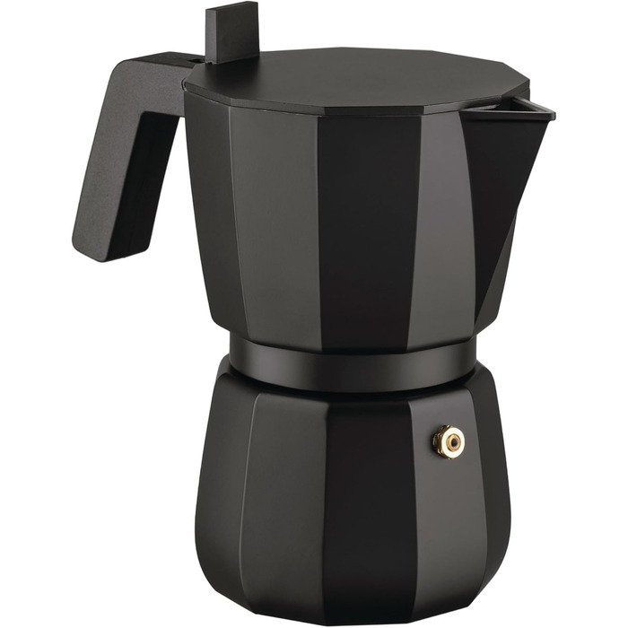 Кавоварка гейзерна Alessi Moka DC06/6 B, 6 чашок, чорний колір, з алюмінію, дизайн