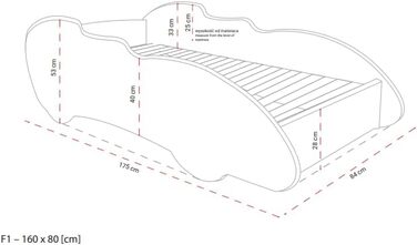 Ліжечко Формула 1 140x70см, з поролоновим матрацом, каркас з букового дерева, міцна конструкція, безпечна, зручна, унікальна конструкція (Race, 80 x 160 см)