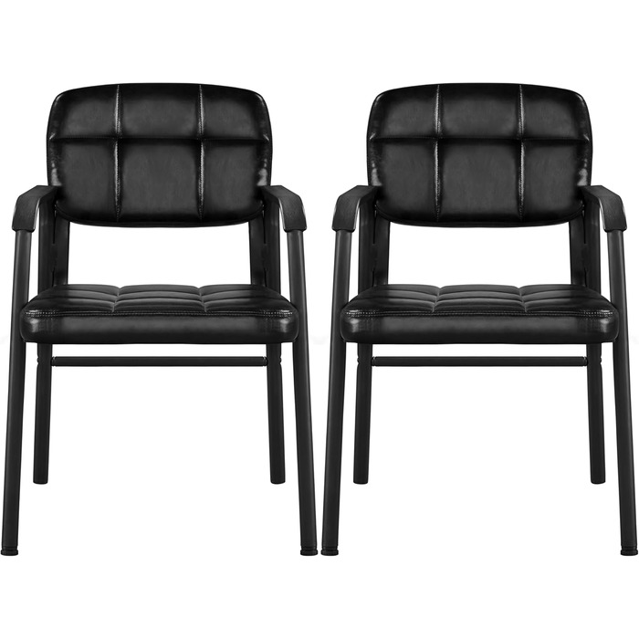 Крісла для гостей Yaheetech - 2 шт., чорні, з підлокітниками та спинкою, для вітальні, конференц-залу, їдальні, штучна шкіра, 58 x 60 x 85 см