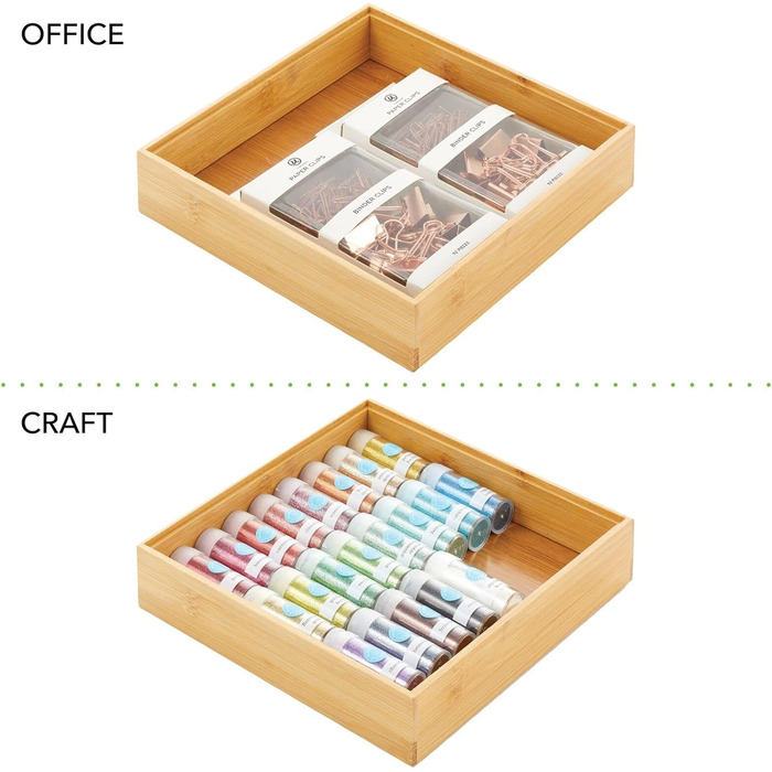 Дерев'яний кухонний ящик mDesign - органайзер для столових приборів і посуду, що штабелюється - набір з 4 шт. - натуральний колір (9 x 9 x 2)