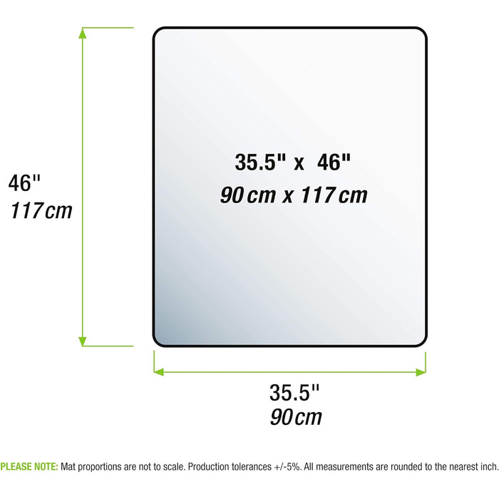 Протиковзкий килимок для захисту підлоги Marvelux ECO офісне крісло для твердої підлоги та килимової плитки 73x117см біле покриття для офісного крісла з нековзною підкладкою прямокутний екологічно чистий поліпропілен плоский упакований (90 x 117 см)