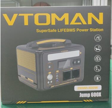 Електростанція VTOMAN Jump 600X 600 Вт - батарея LiFePO4 сонячного генератора 299 Втгод з 2 виходами змінного струму, з можливістю розширення