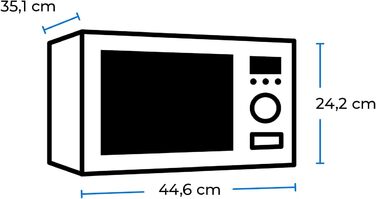 Вишукана мікрохвильова піч MW717-070G Мікрохвильова піч з грилем Гриль 900 Вт Поворотний стіл 245 мм Ø Варильна камера 20 літрів Лаковані 5 рівнів потужності Програма розморожування Таймер (мікрохвильова піч гриль, чорний)