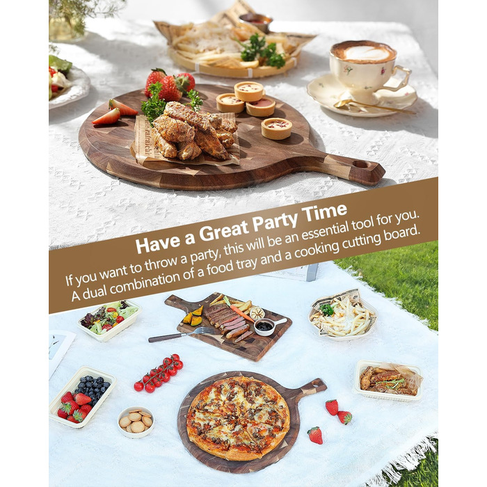 Нейлонове обробне дошка XINZUO Hirnholz (35x25x2.6cm) з антиковзкими ніжками, ручкою та жолобом для соку. Кухонна дошка з акації (42,5*32*1,9cm)