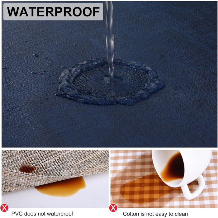 Набір підкладок під тарілки з екошкіри, 6 шт. - Водостійкі, легко миються, для кухні та обіднього столу (Темно-морська блакить, середній)