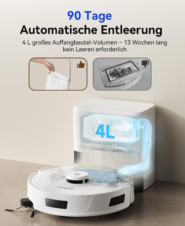 Робот-пилосос Redkey R11 з функцією миття, 20000Pa, док-станція 4L, захист від намотування волосся, LiDAR навігація, керування через додаток, для килимів та шерсті тварин