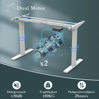 Електричний стіл-трансформер JUMMICO з регулюванням висоти, USB-порт та підставка для кабелів (білий)
