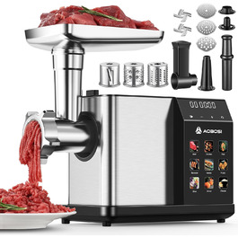 AAOBOSI 3000W Electric Meat Grinder with LED Display - Stainless Steel Cutter, Sausage Maker & Kibbeh Maker for Home Use