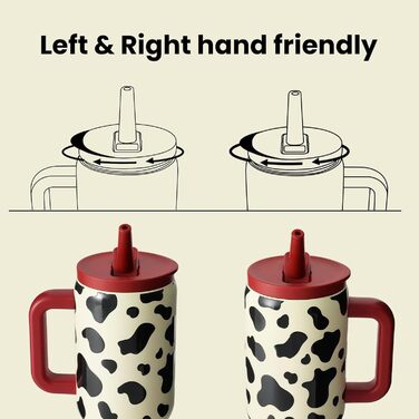 Термокружка-пляшка 900 мл з нержавіючої сталі з ручкою та трубочкою – без BPA, подвійні стінки, не протікає – для подорожей, офісу, університету, спорту та як подарунок (з принтом 