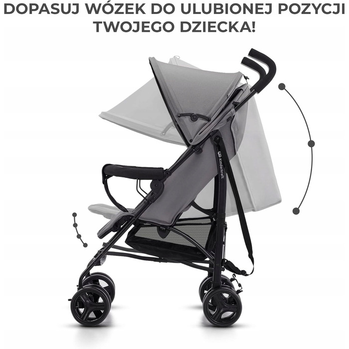 Легка компактна прогулянкова коляска-парасолька Kinderkraft TIK, сіра