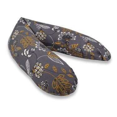 Подушка для вагітних Bear Classic 190 см, анатомічна подушка для сну та підтримки з 100% бавовняного джерсі (Сірі квіти)