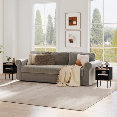 COSTWAY Набір з 2 тумбочок до ліжка, приліжкові столики з шухлядою та відкритою полицею, металеві ніжки, чорний колір, 40,5 x 35 x 56 см