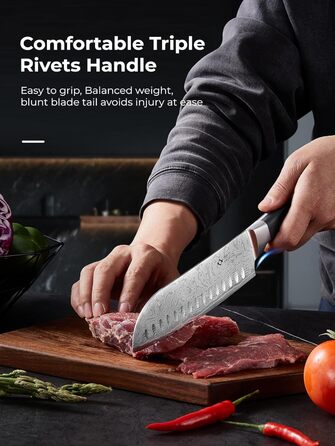 Набір ножів Amegat 14 предметів: кухонний набір з самозаточуванням, нержавіюча сталь, з ергономічними ручками