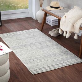 Вітальня, їдальня, передпокій - Сучасний геометричний візерунок килима в стилі бохо - М'який скандинавський килим для вітальні сірий, бежевий - Великий килим Carpet Runner (80x150см)