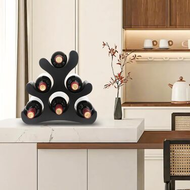 Стелаж для вина на 6 пляшок, чорного кольору, для шафи, підсобки, бару, кухні