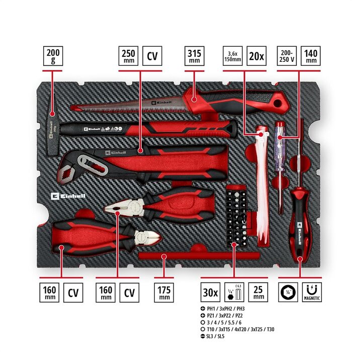 Набір інструментів Einhell E-CASE 80 шт. в кейсі - для дому, майстерні, ремонту
