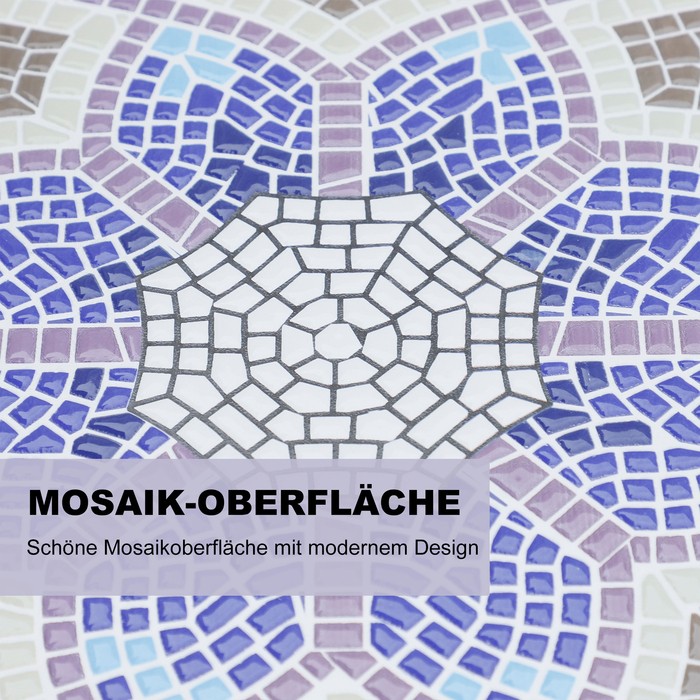 Набірний стіл для саду Ø60 x H71 см, стійкий до погодних умов, балконний стіл з металу, обідній стіл для вулиці, похідний стіл, приставний столик, круглий стіл для тераси, саду або балкону, блакитно-білий