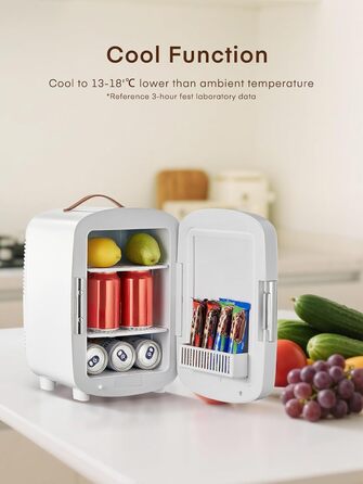 Міні холодильник FOHERE 10 л (12 банок), білий: для косметики, напоїв, авто, офісу